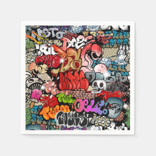 Serviette Jetable Motif dynamique urbain d'art de graffiti d'art de