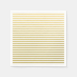 Serviette Jetable Motif Faux Gold Foil White Stripes