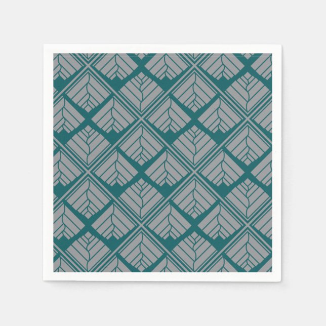 Serviette Jetable Motif feuille carré Turquoise neutre (Devant)