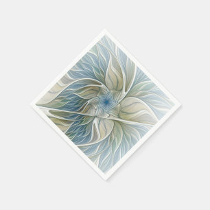 Serviette Jetable Motif floral rêve abstrait bleu kaki fractal