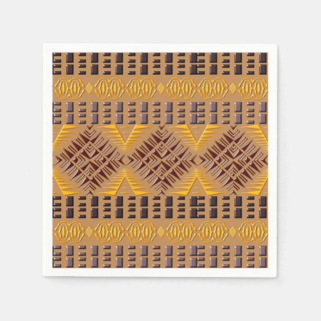 Serviette Jetable motif géométrique tribal d'afrique ethnique (Devant)