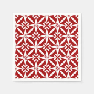 Serviette Jetable Motif Ikat Star - Rouge foncé et blanc