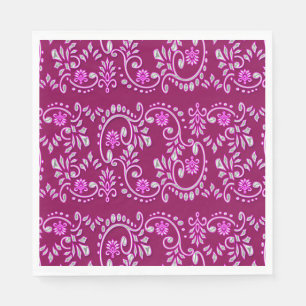 Serviette Jetable Motif indien fleur de lis henné