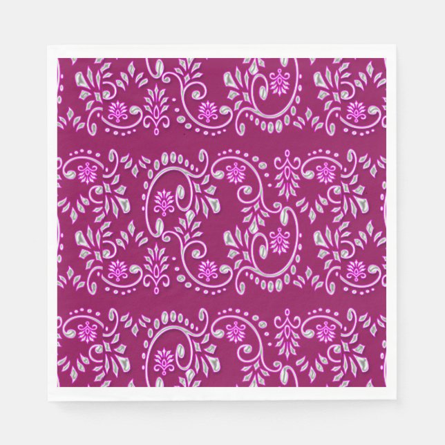 Serviette Jetable Motif indien fleur de lis henné (Devant)