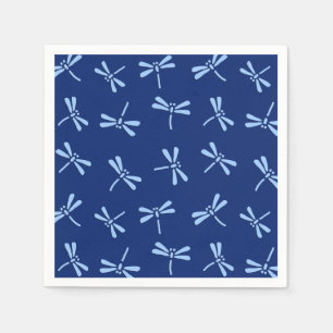 Serviette Jetable Motif japonais de libellules, Cobalt et Sky Blue