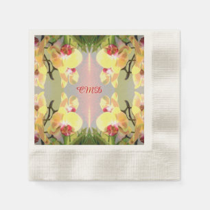 Serviette Jetable Motif Orchidées Jaunes
