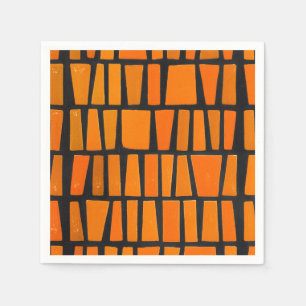 Serviette Jetable Motif tribal d'Afrique orange et noire