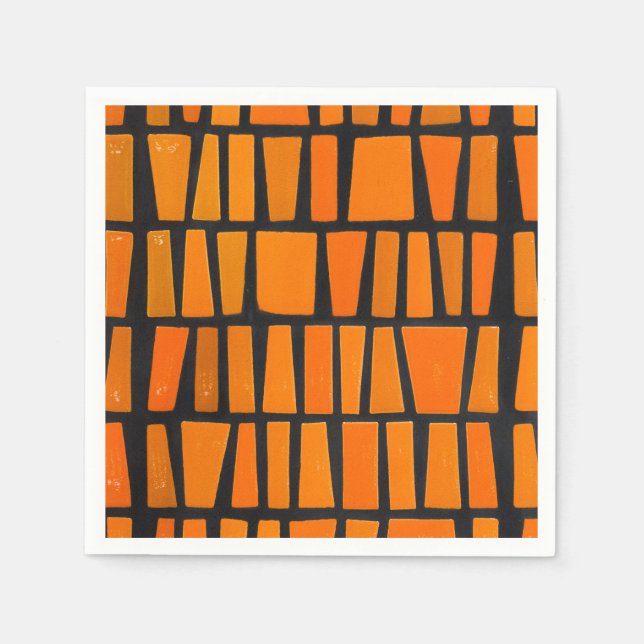 Serviette Jetable Motif tribal d'Afrique orange et noire (Devant)