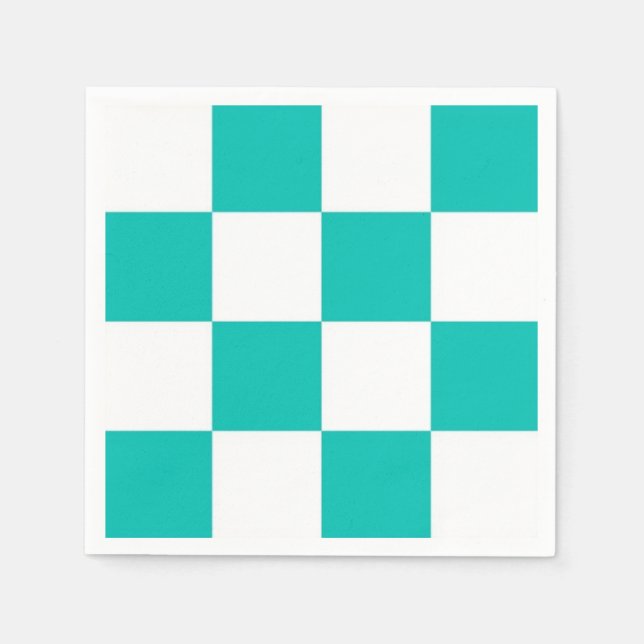 Serviette Jetable Motif turquoise du tableau de contrôle blanc (Devant)