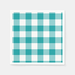 Serviette Jetable Motif Turquoise et Blanc En vichy