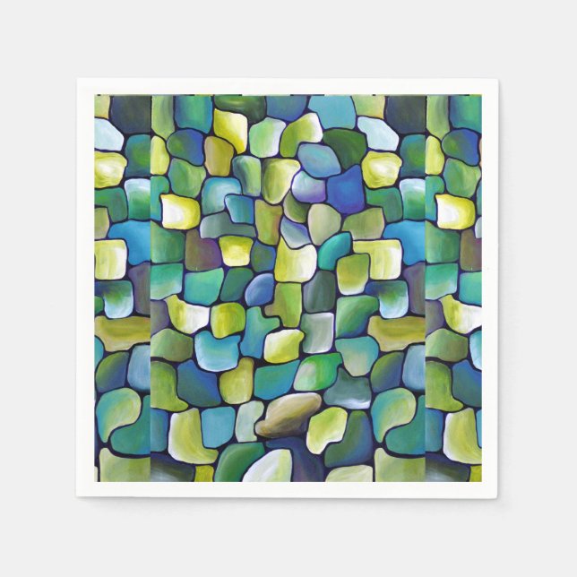 Serviette Jetable Motif vert contemporain (Devant)