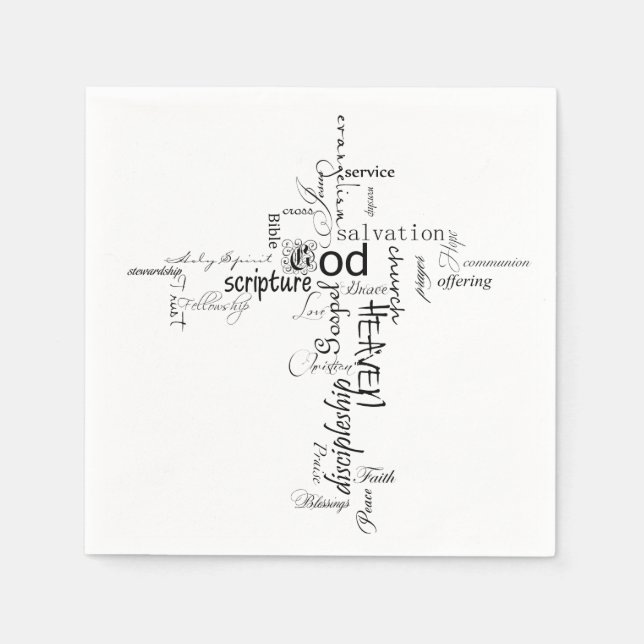 Serviette Jetable mots chrétiens croisent (Devant)