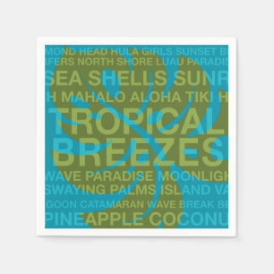 Serviette Jetable Mots Été Tropical Monstera Papier Papier Napkins