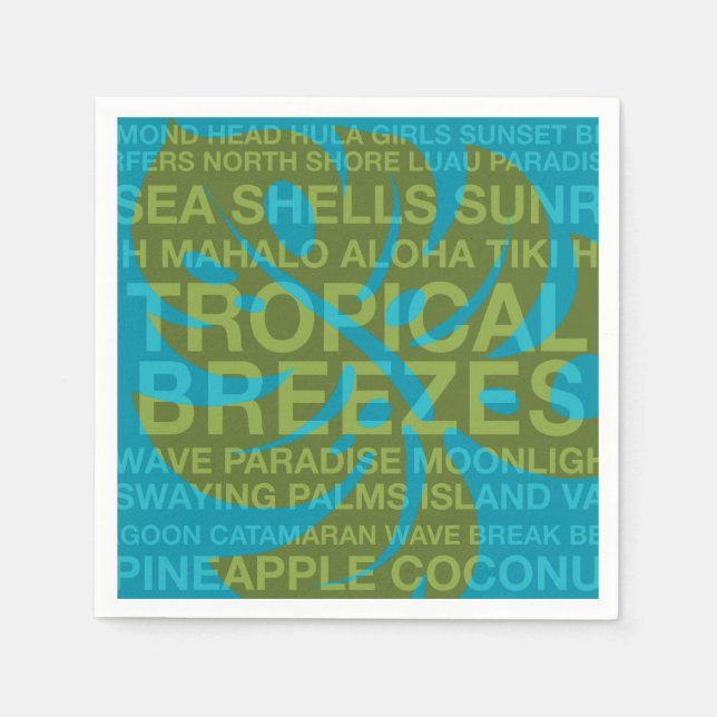 Serviette Jetable Mots Été Tropical Monstera Papier Papier Napkins (Devant)