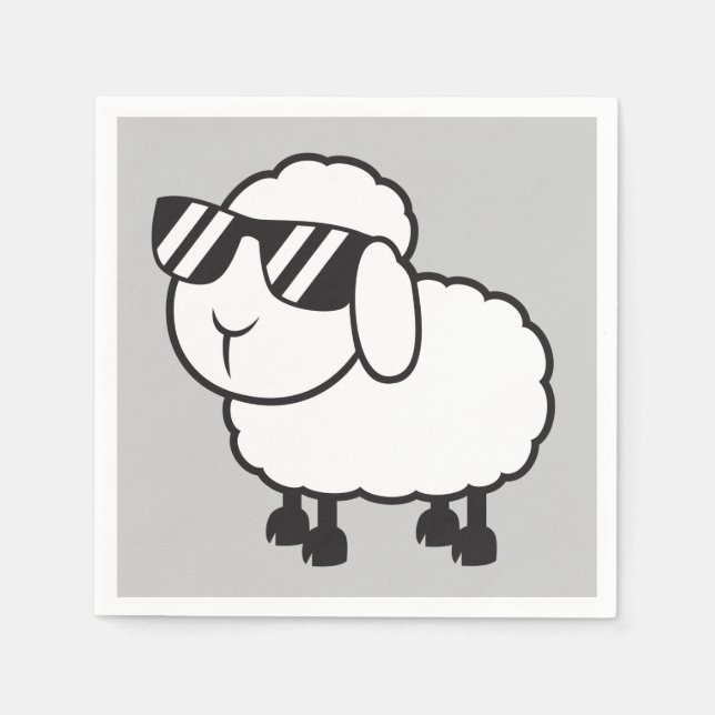Serviette Jetable Mouton blanc dans les lunettes de soleil (Devant)