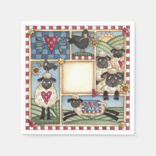 Serviette Jetable Moutons et corneilles de Folkart