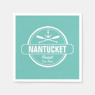 Serviette Jetable Nantucket, MA nom personnalisé, ancre nautique
