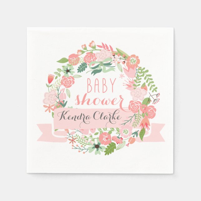 SERVIETTE JETABLE NAPKINS DE JOLIE BABY SHOWER FLORALE (Devant)