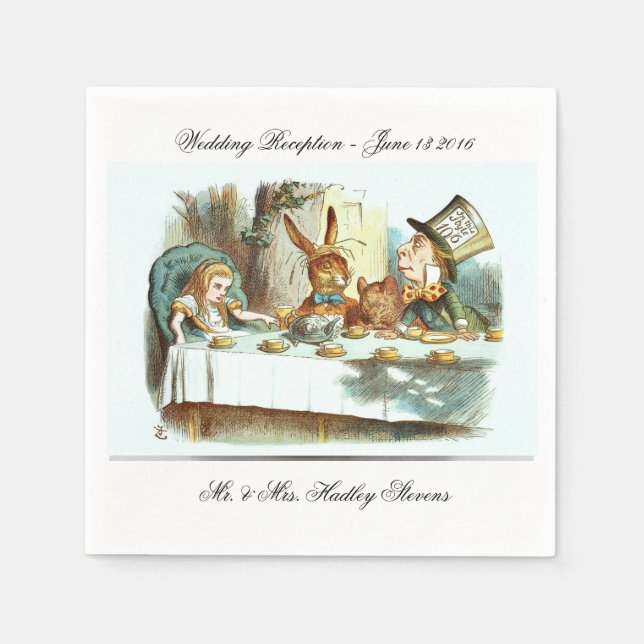 Serviette Jetable NAPKINS mariages -ALICE IN WONDERLANDS THÉ PARTY- (Devant)