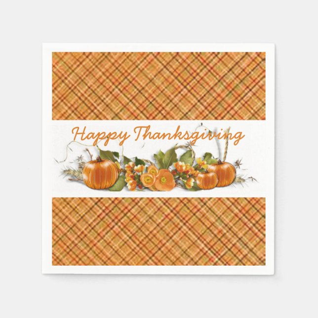 Serviette Jetable Naples bon thanksgiving Plaid (Devant)