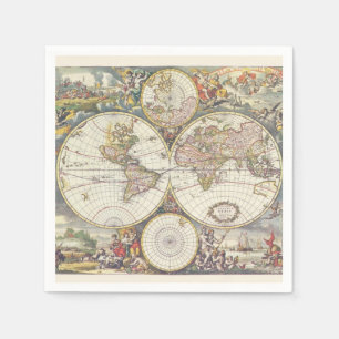 Serviette Jetable Naples de carte antique