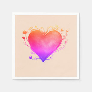 Serviette Jetable Naples de coeur rose Valentine