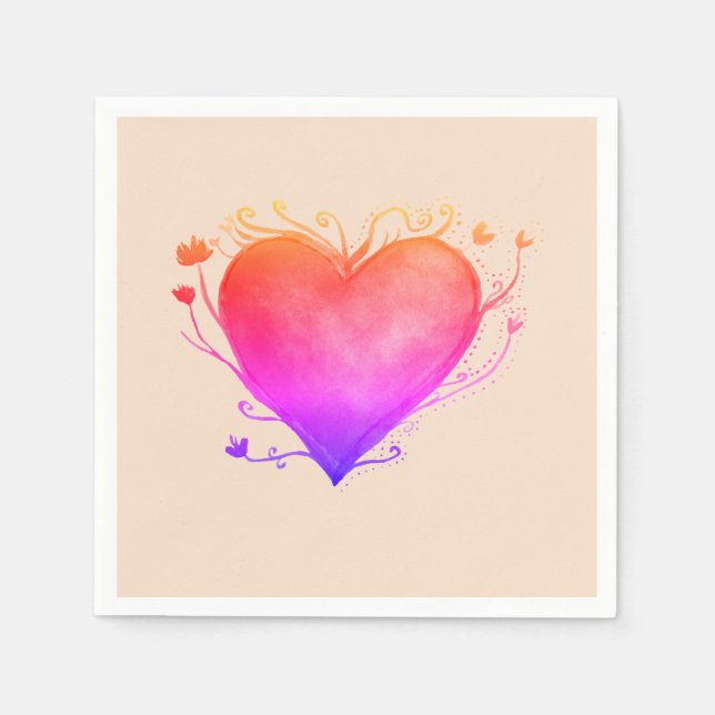 Serviette Jetable Naples de coeur rose Valentine (Devant)