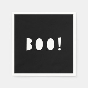 Serviette Jetable Naples d'Halloween noir et blanc   BOO !