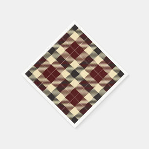 Serviette Jetable Naples en papier tartan noir et bordeaux