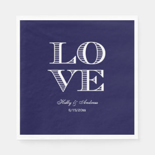 Serviette Jetable Naples Marine Bleu blanc AMOUR