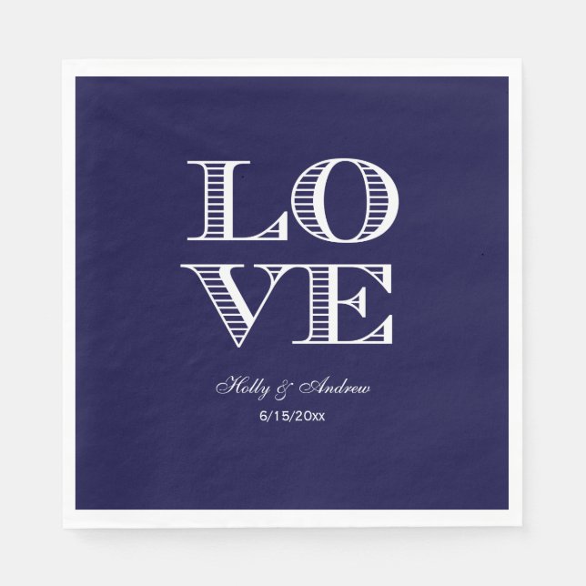 Serviette Jetable Naples Marine Bleu blanc AMOUR (Devant)