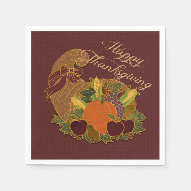 Serviette Jetable Naples Red Cornucopia Thanksgiving (Devant)