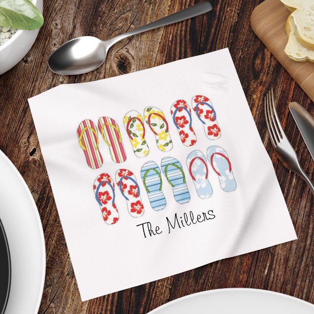 Serviette Jetable Naples tongs été (Cute flip flops custom napkins)