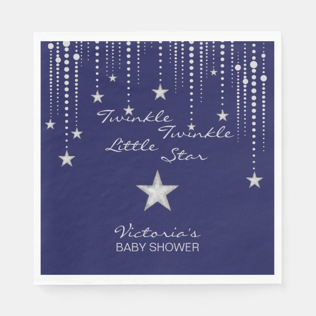 Serviette Jetable Naples Twinkle Little Star - Bleu, Argent (Devant)