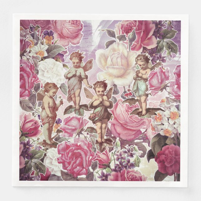 Serviette Jetable Naples Victorian Garden Dinner Papier (Devant)