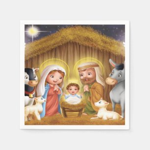 Serviette Jetable Nativité de Noël Papier de la scène
