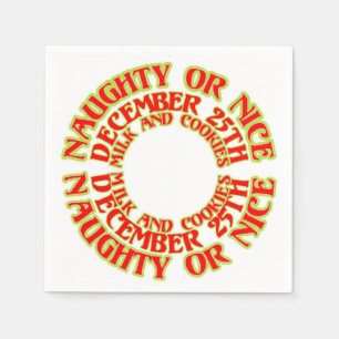 Serviette Jetable Naughty ou Nice 25 décembre Lait et biscuits Rouge
