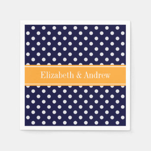 Serviette Jetable Navy Blue Wht Polka Dots Cantaloupe