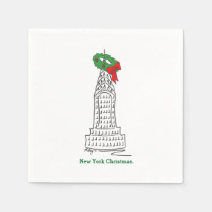 Serviette Jetable New York City Christmas NYC Skyscraper Wreath