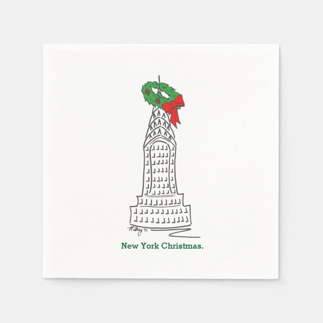 Serviette Jetable New York City Christmas NYC Skyscraper Wreath (Devant)
