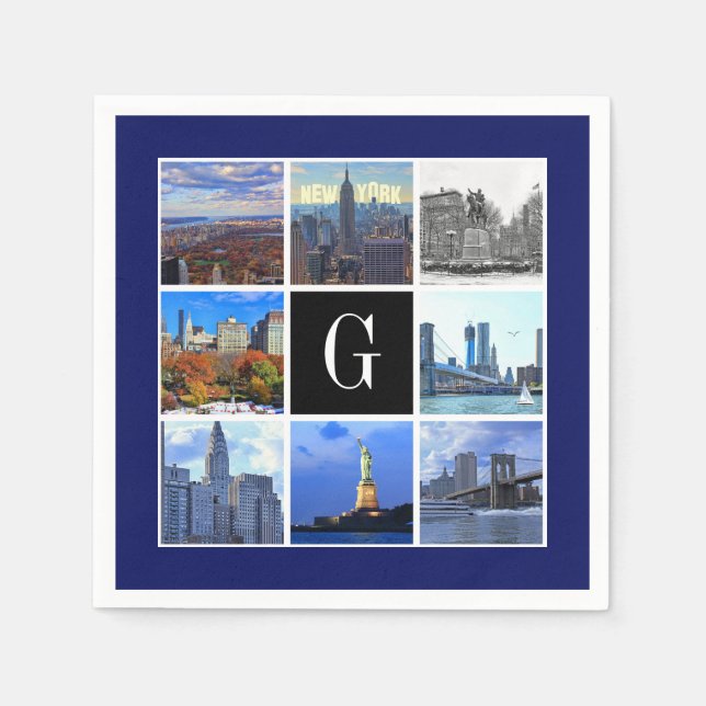 Serviette Jetable New York City Skyline 8 Photo Collage (Devant)