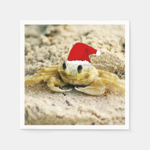 Serviette Jetable Noël au crabe de sable de Santa Hat