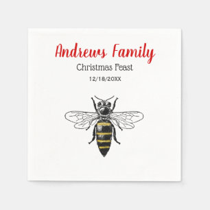 Serviette Jetable Noël Noël Heraldic Abeille Vintage #2 Couleur