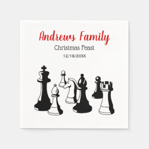 Serviette Jetable Noël Noël - Pièces d'échecs Art Vintage #2