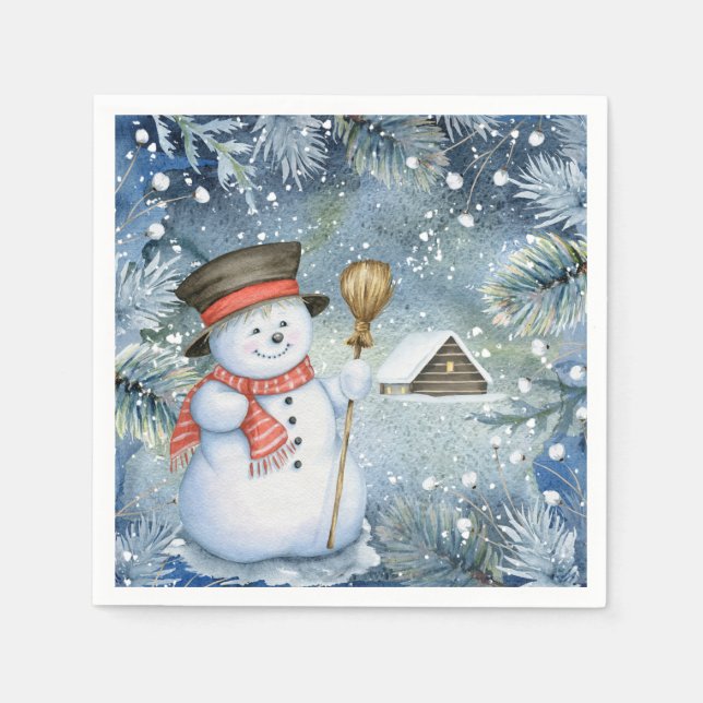 Serviette Jetable Noël vintage snowman (Devant)