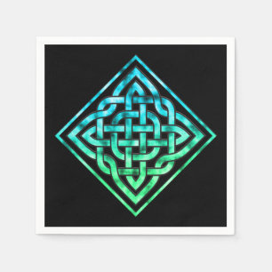 Serviette Jetable Noeud celtique - Bleu diamant Vert