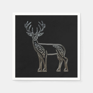 Serviette Jetable Noeud de style celtique de cerfs communs argentés