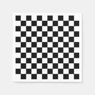 Serviette Jetable Noir et blanc Checkered