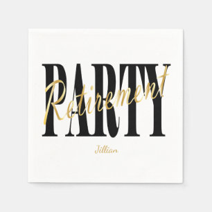 Serviette Jetable Noir et partie de retraite d'or, serviettes faites