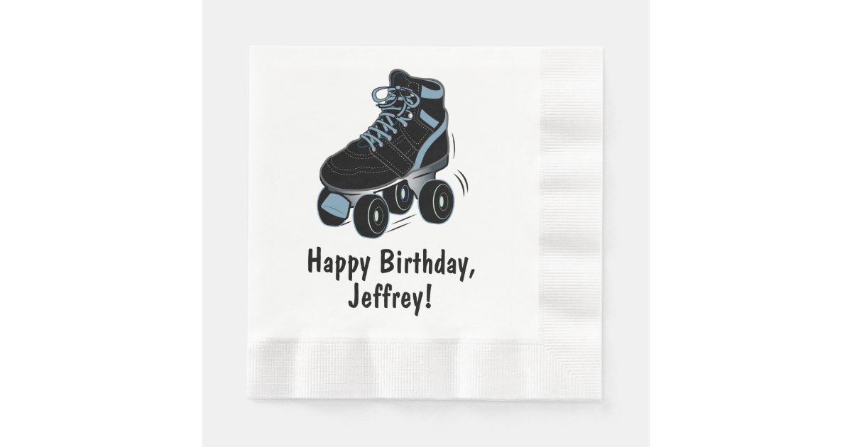 Serviette Jetable Nom De Joyeux Anniversaire De Patin De Rouleau Zazzle Ca